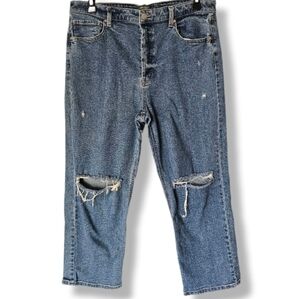 Highest Rise Straight Leg Distressed Jeans Medium Wash Sz 16 Wild Fable Curvy